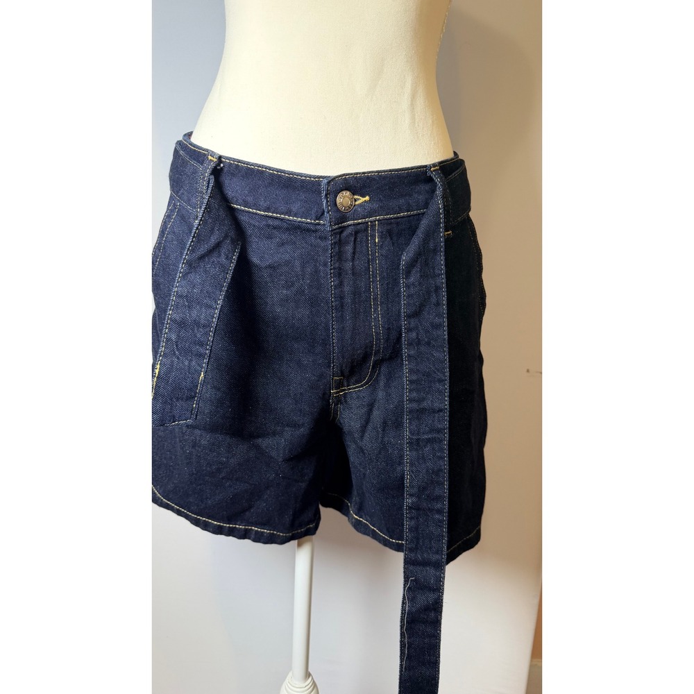 Tommy Hilfiger Womens Rigid Denim Shorts Blue Belted High Rise Size 4, 10